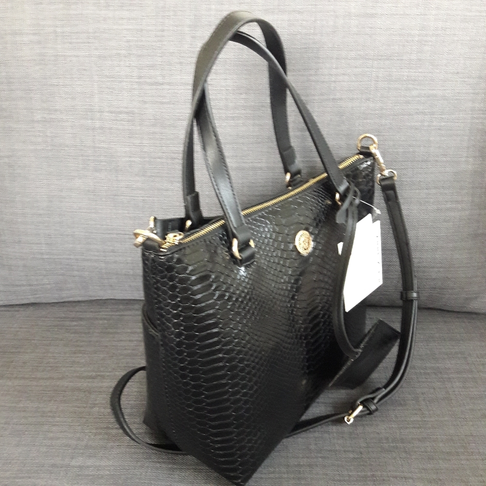 NWT ANNE KLEIN SNAKE SATCHEL HANDBAG & CARDHOLDER - Picture 5 of 8